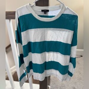 J Crew medium teal strip long sleeve Tshirt